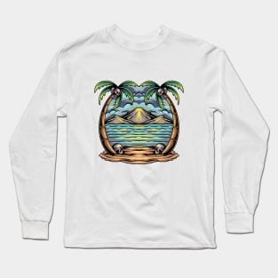 Beach Skull Long Sleeve T-Shirt